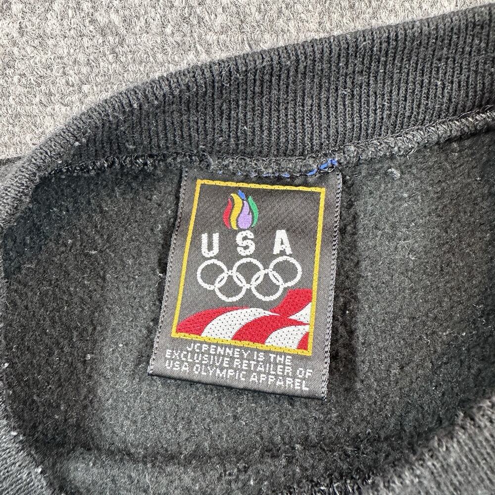 Vintage 90s JCPENNEY USA Olympics Black Crewneck Sweatshirt X-Large Made In USA - Picture 3 of 8